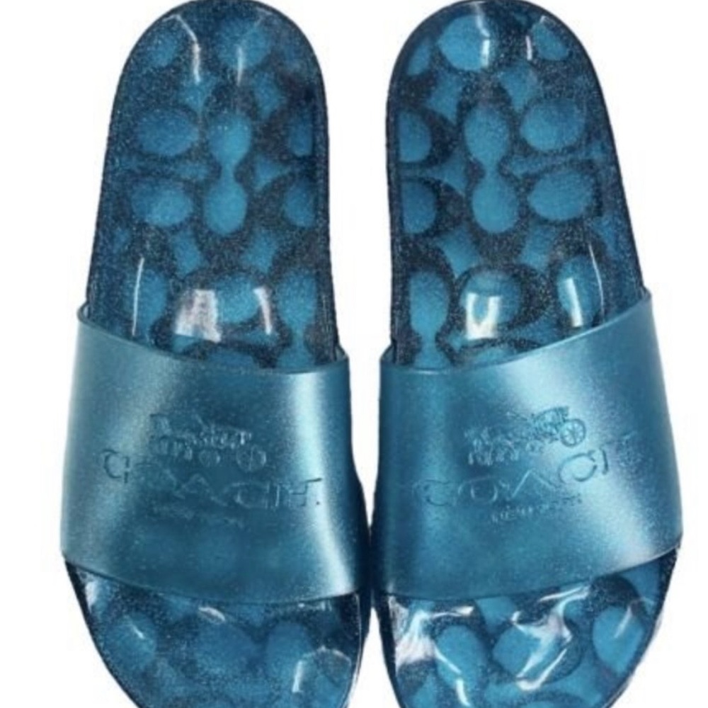 Coach Women’s Ulyssa Jelly Pool Slides in Shadow Blue Size 7